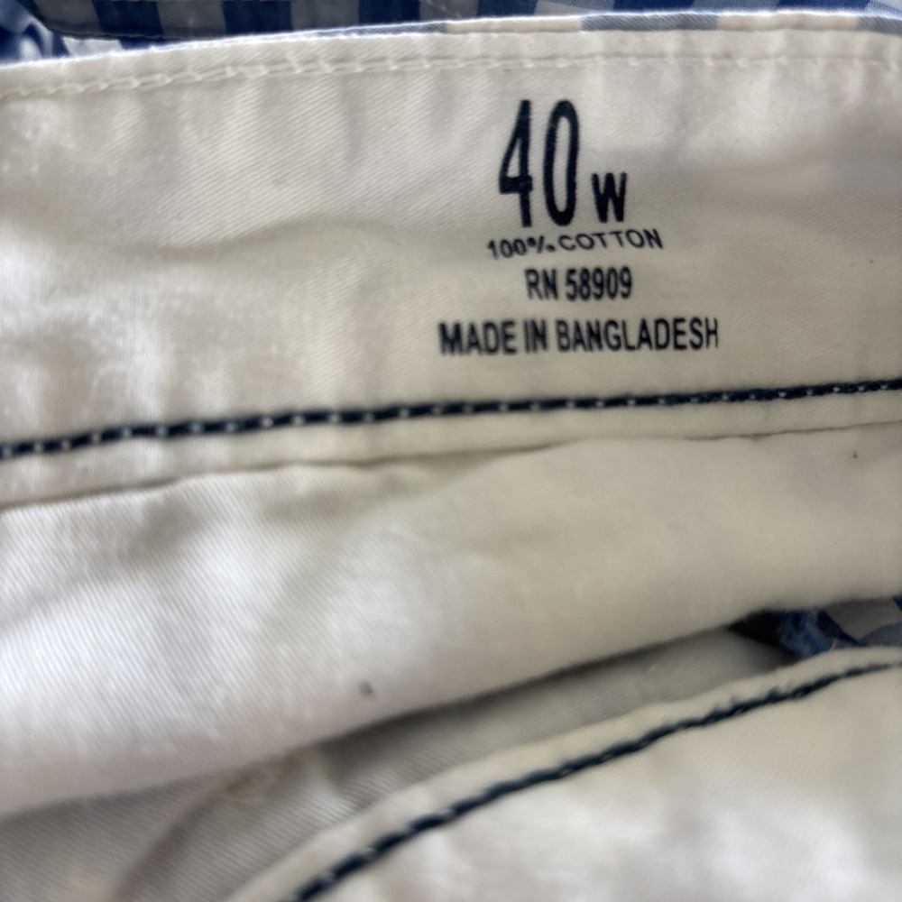 Roundtree & York Light Blue White Checked Flat Front Slash Pocket Shorts 42x11 - Picture 8 of 9